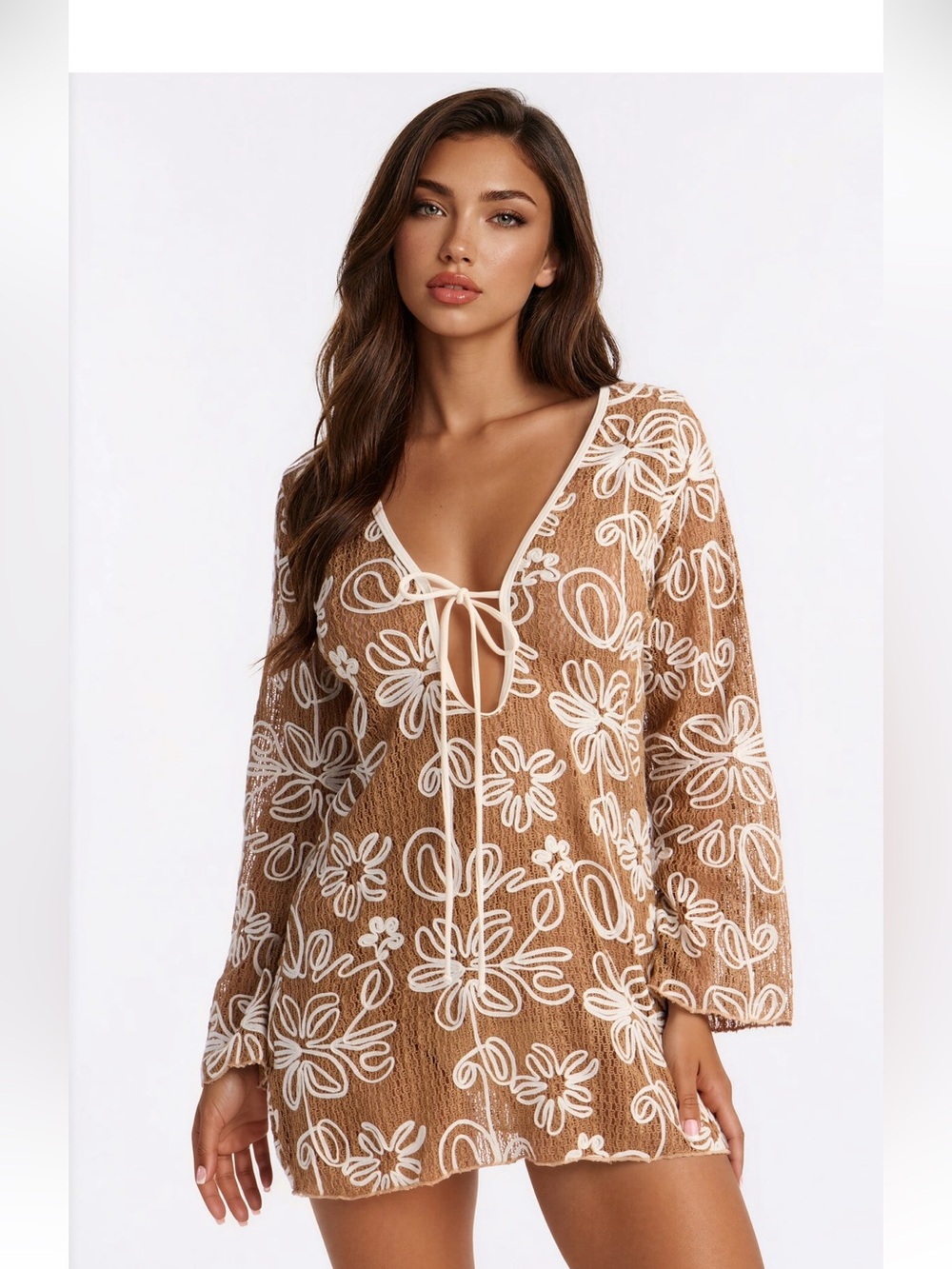 Fashion Nova Cabana Vibes Floral Cover Up Crochet Dress XS